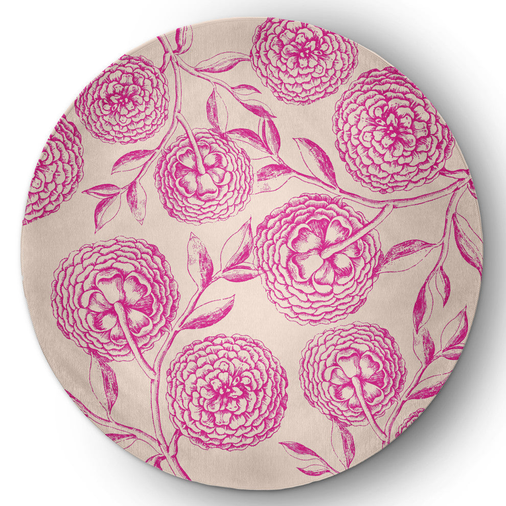 Antique Flowers Spring Chenille Rug, Orchid, 5' Round