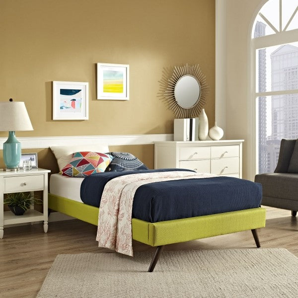 Modway Bedroom Helen Twin Fabric Bed Frame With Round Splayed Legs
