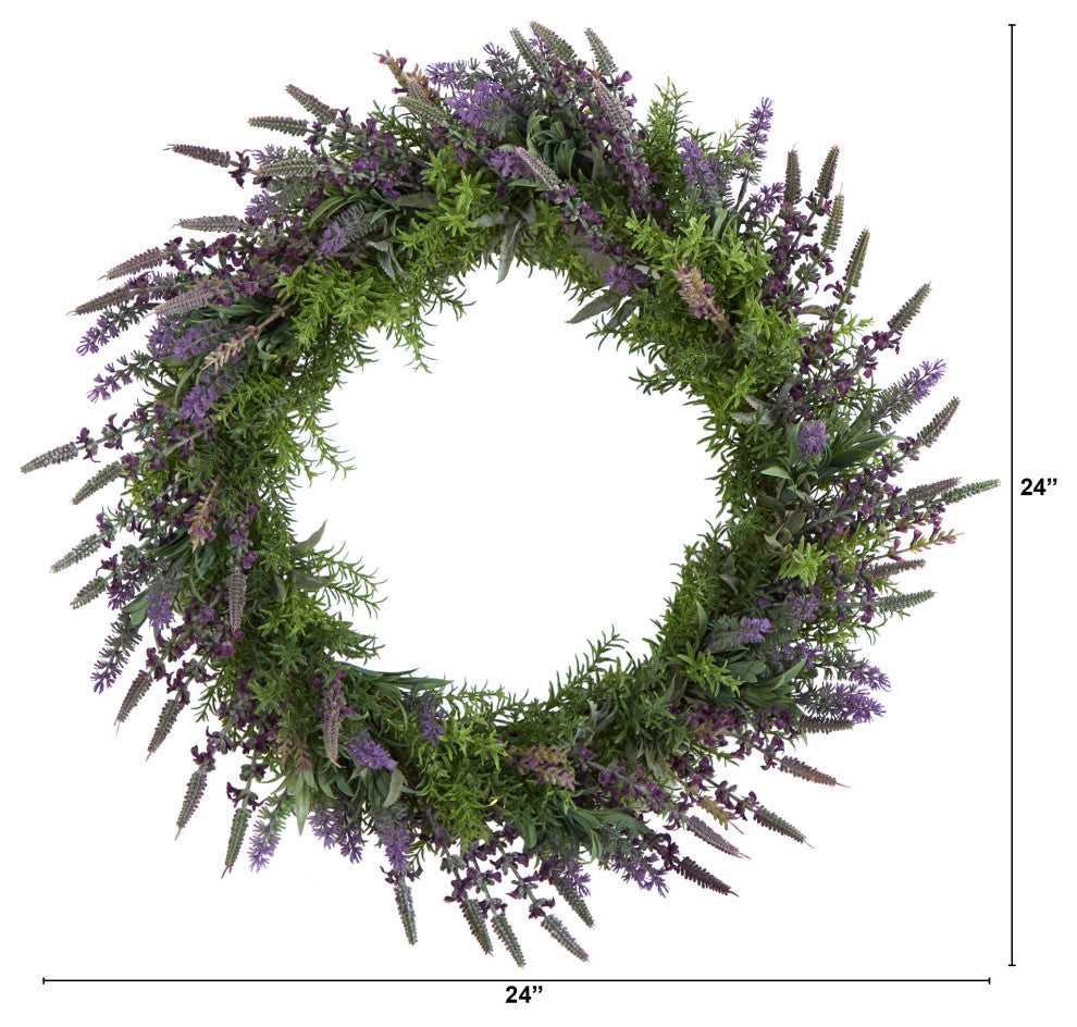 Nearly Natural W1139 24 Lavender Artificial Wreath