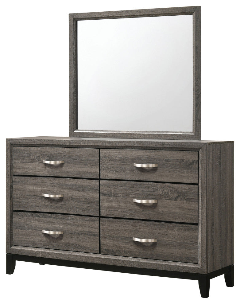 Watson 6-drawer Dresser With Mirror Grey Oak