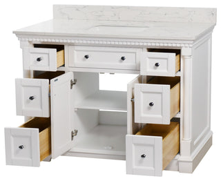 Sydney 48" Bathroom Vanity, White, Engineered Marble