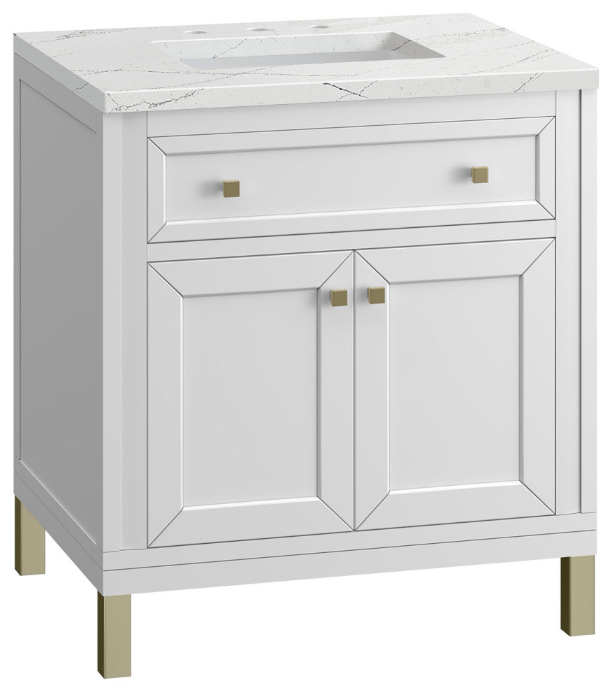 Chicago 30" Single Vanity, Glossy White,  Ethereal Noctis Top