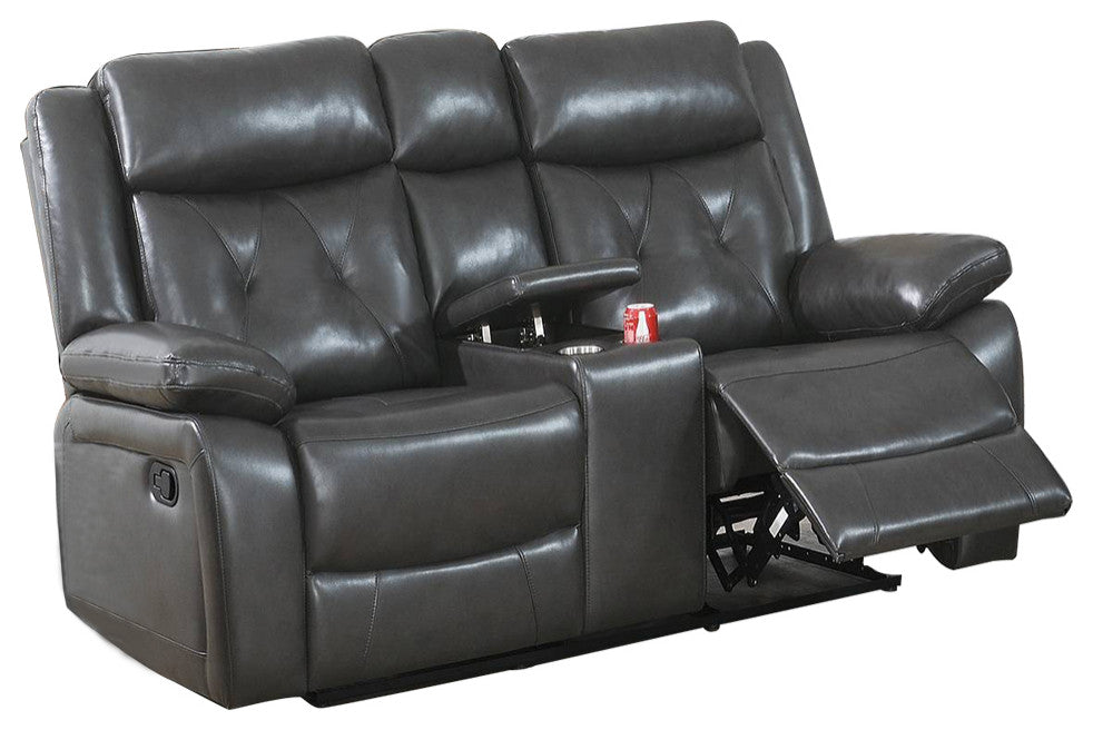 Tufted Manual Motion Loveseat, Gray