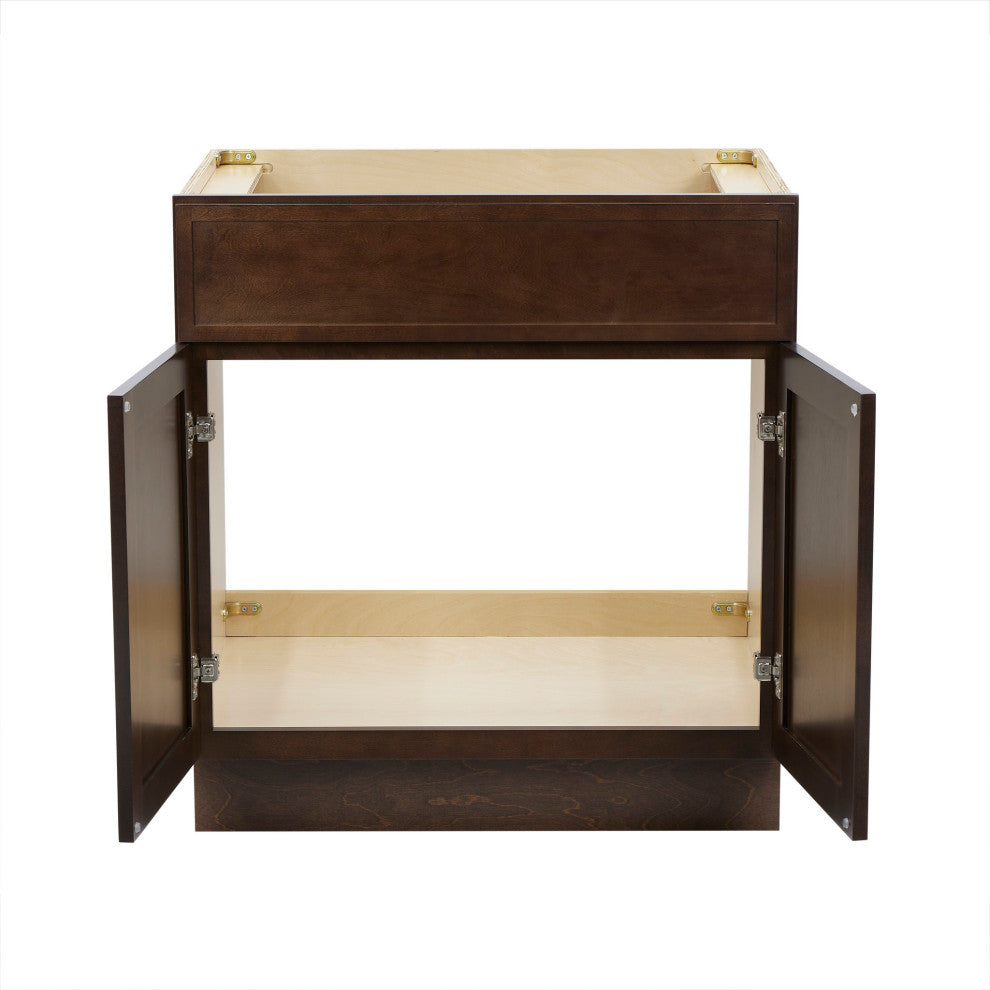 Vanity Art Birch Plywood Single Base Storage Cabinet, Brown, 30"