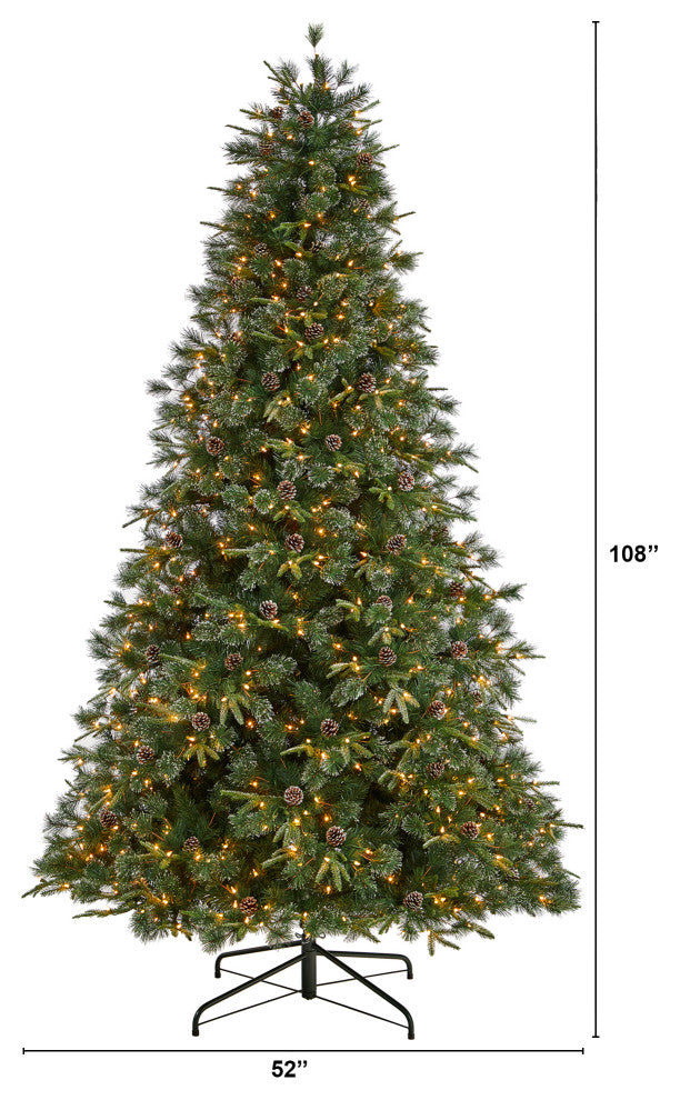 T3044 9 Snowed Tipped Clermont Mixed Pine Artificial Christmas Tree