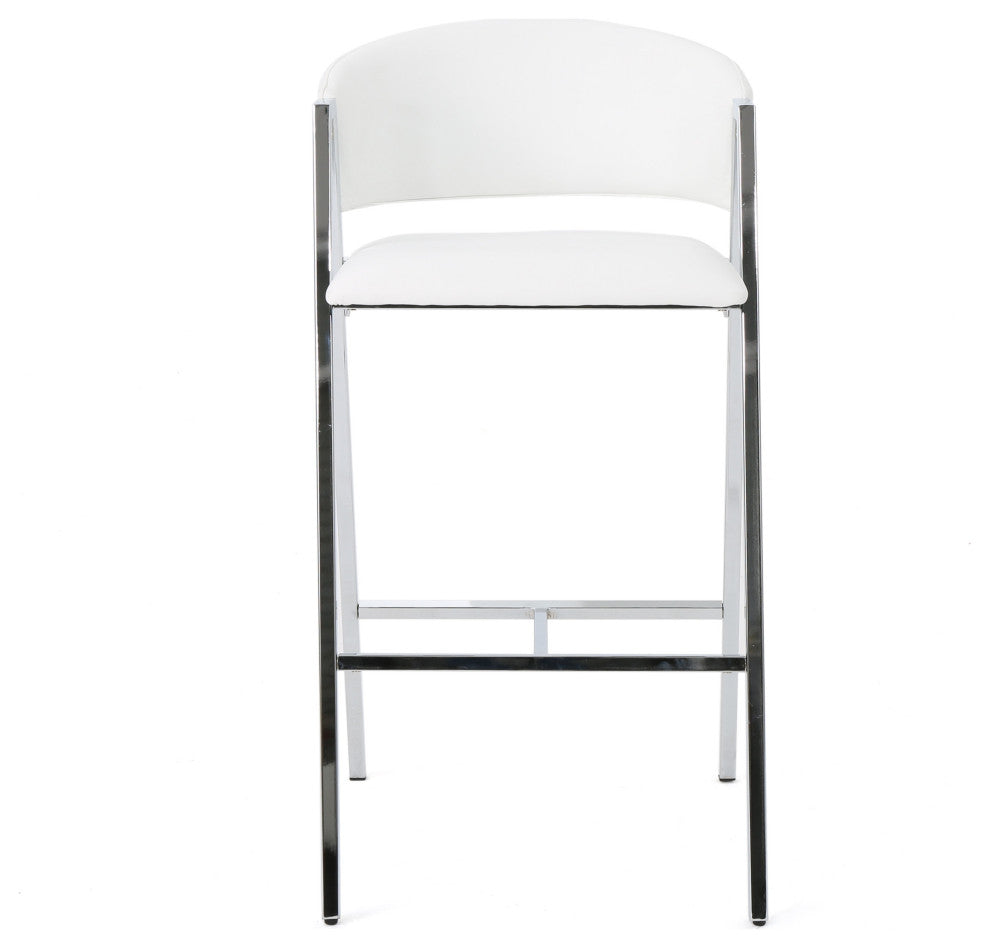 GDF Studio Emily Modern Leather 28.25" Barstool, Set of 2, Ivory