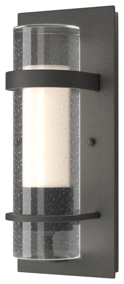 Banded Seeded Glass Indoor Sconce, Natural Iron, Opal and Seeded Glass