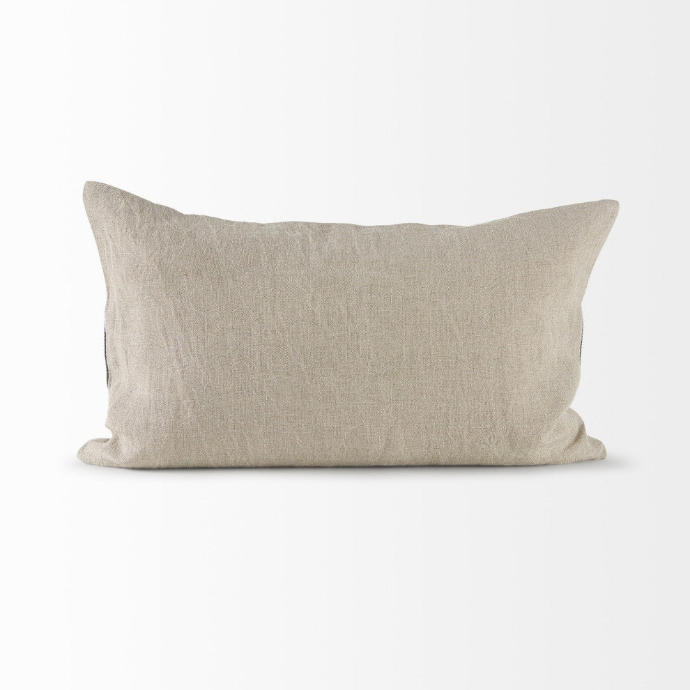 Beige and Black Plaid Pattern Lumbar Throw Pillow Cover