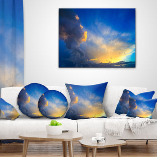 Dramatic Sunset Sky With Thunderstorm Beach Photo Throw Pillow, 16"x16"