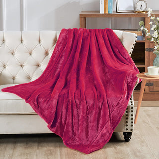 Plain Faux Fur Throw Blanket, Chili Pepper, 50''x60''