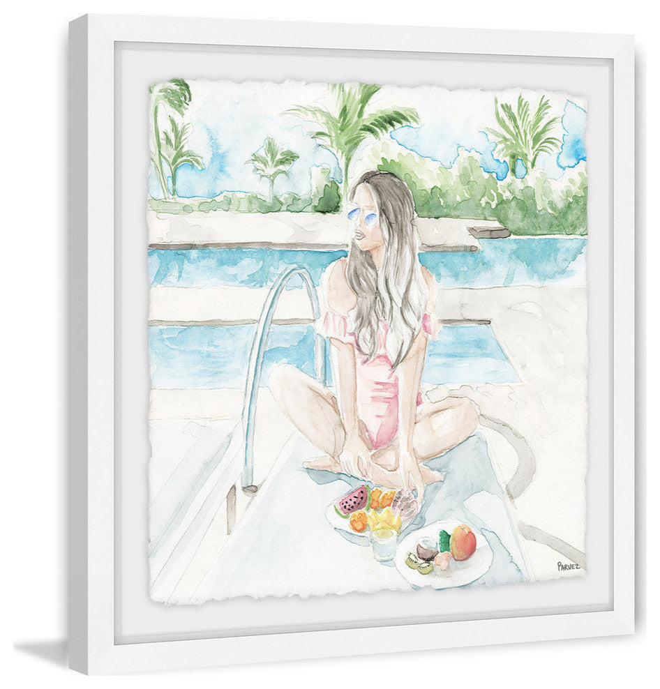 "Snacks by the Pool" Framed Painting Print, 24"x24"