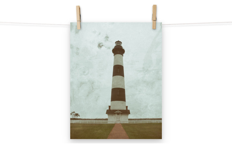 Coastal Wall Art: Bodie Lighthouse Landscape Photo Unframed Print, 11" X 14"