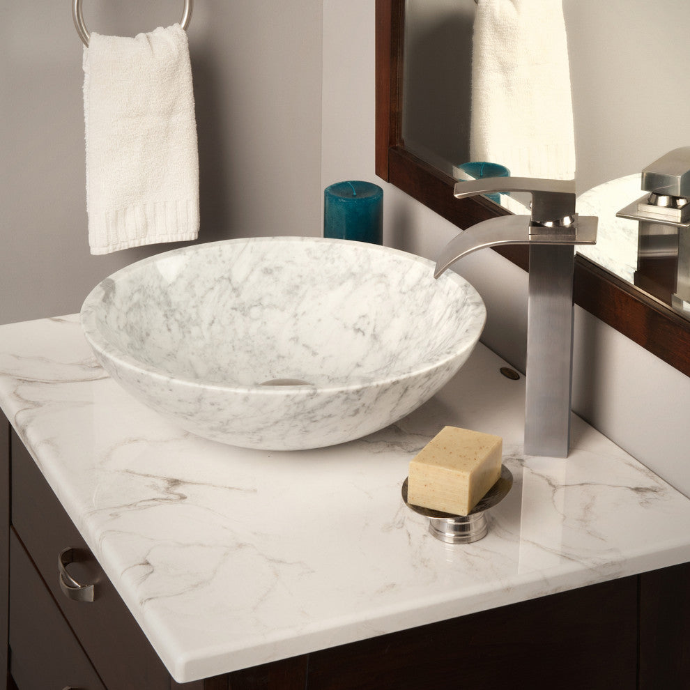 Carrara White Marble Vessel Sink