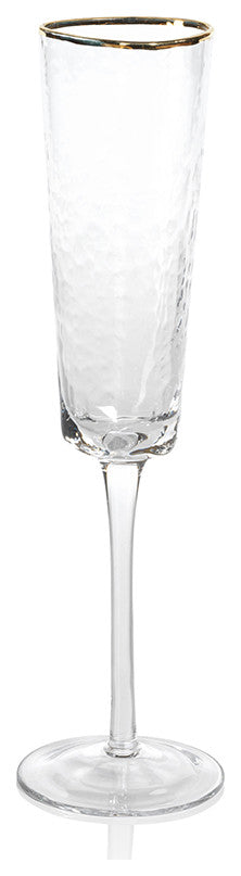 Kampari Triangular Champagne Flutes Clear With Gold Rim, Set of 4
