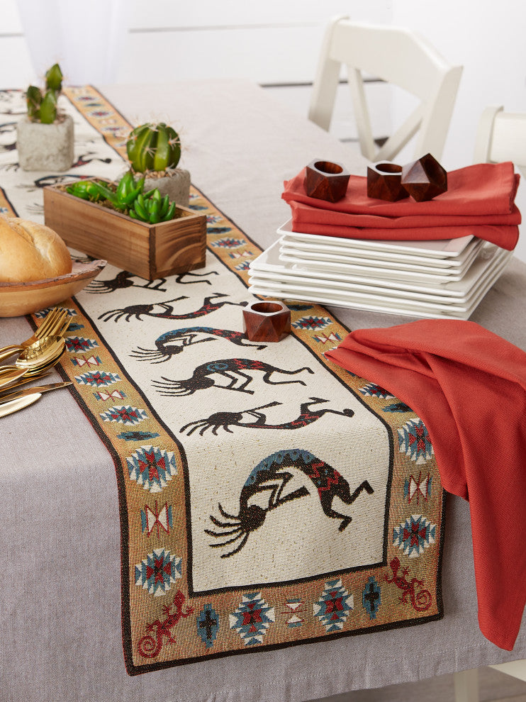 Kokopelli Tapestry Table Runner 13X72