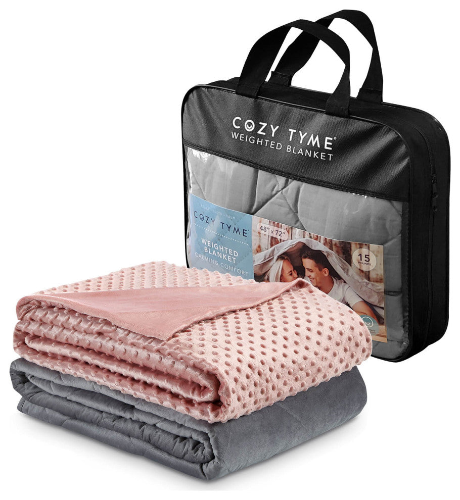 Cozy Tyme Kofi Weighted Blanket, Blush, 72"x80", 25LB