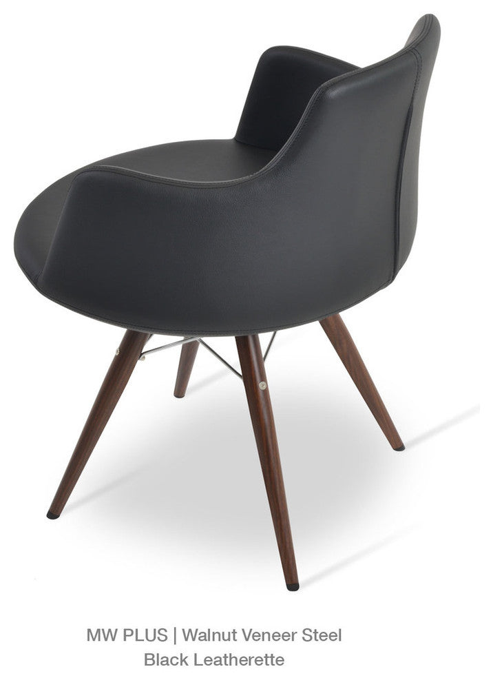 Dervish Mw Chair, Stainless Steel Base, Black Leatherette