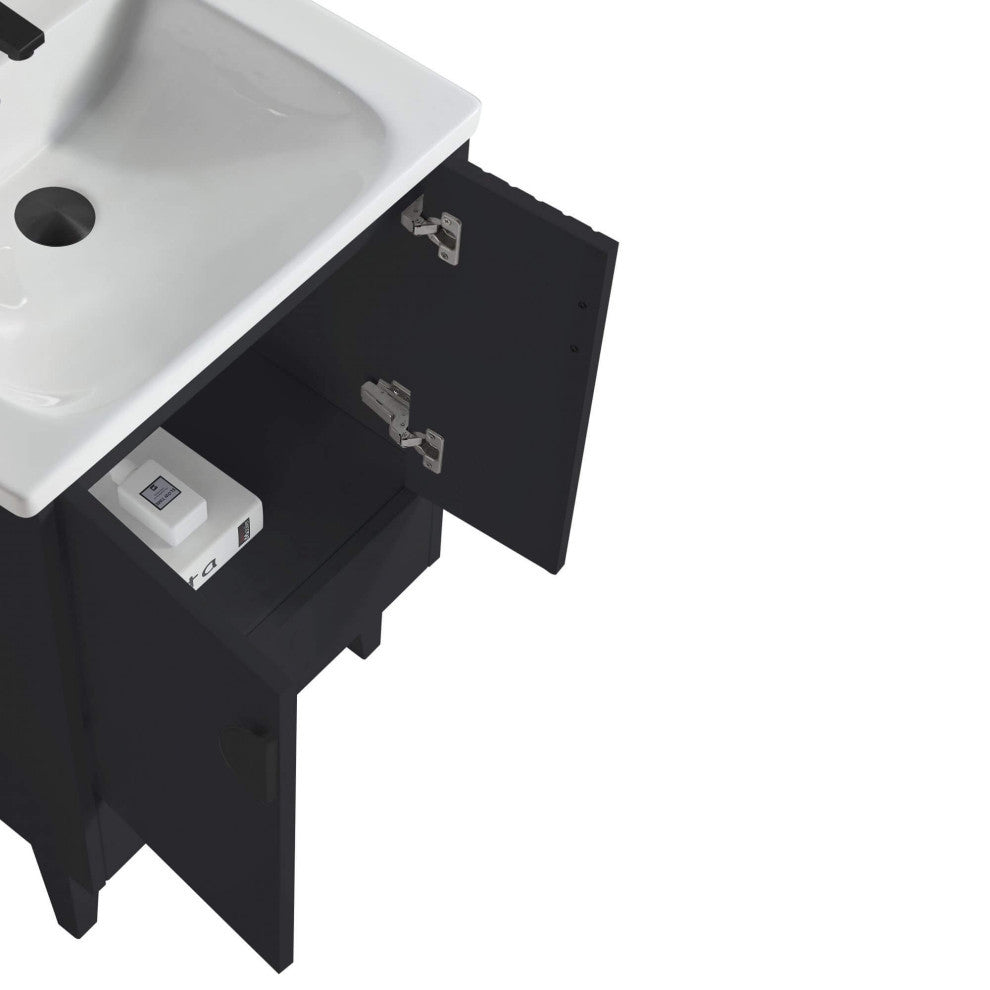 Venezian Single Bathroom Vanity, Black, 24", Black Handles, One Sink