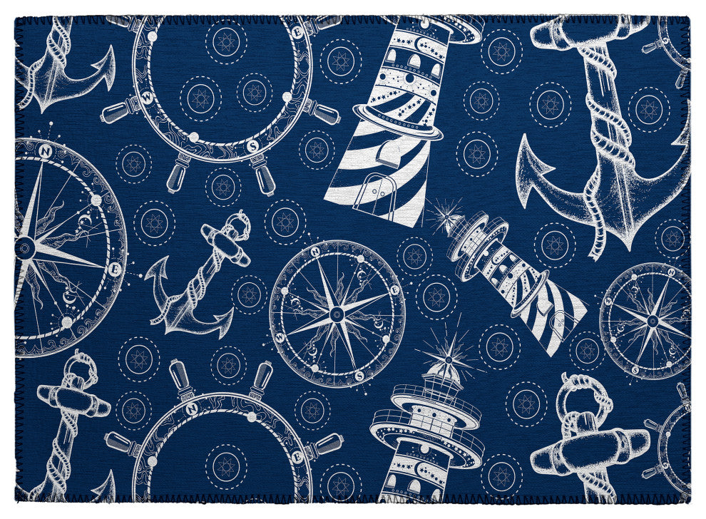 Indoor/Outdoor Harbor HA9 Navy Machine Washable 1'8" x 2'6" Rug
