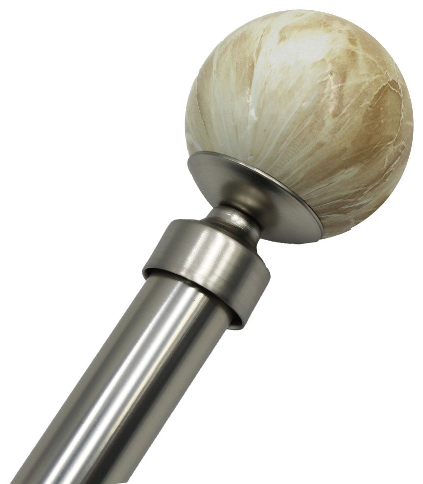 Linen Avenue Tan Travertine Single Curtain Rod Set,48-86 Inch,Brushed Nickel