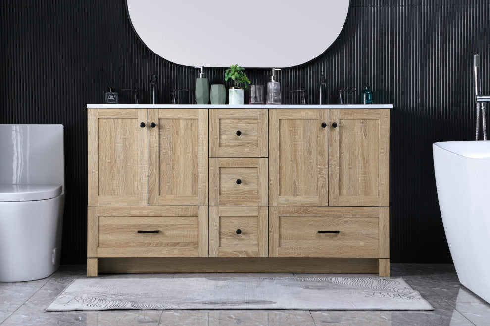 Home Living 60" Double Bathroom Vanity, Mango Wood