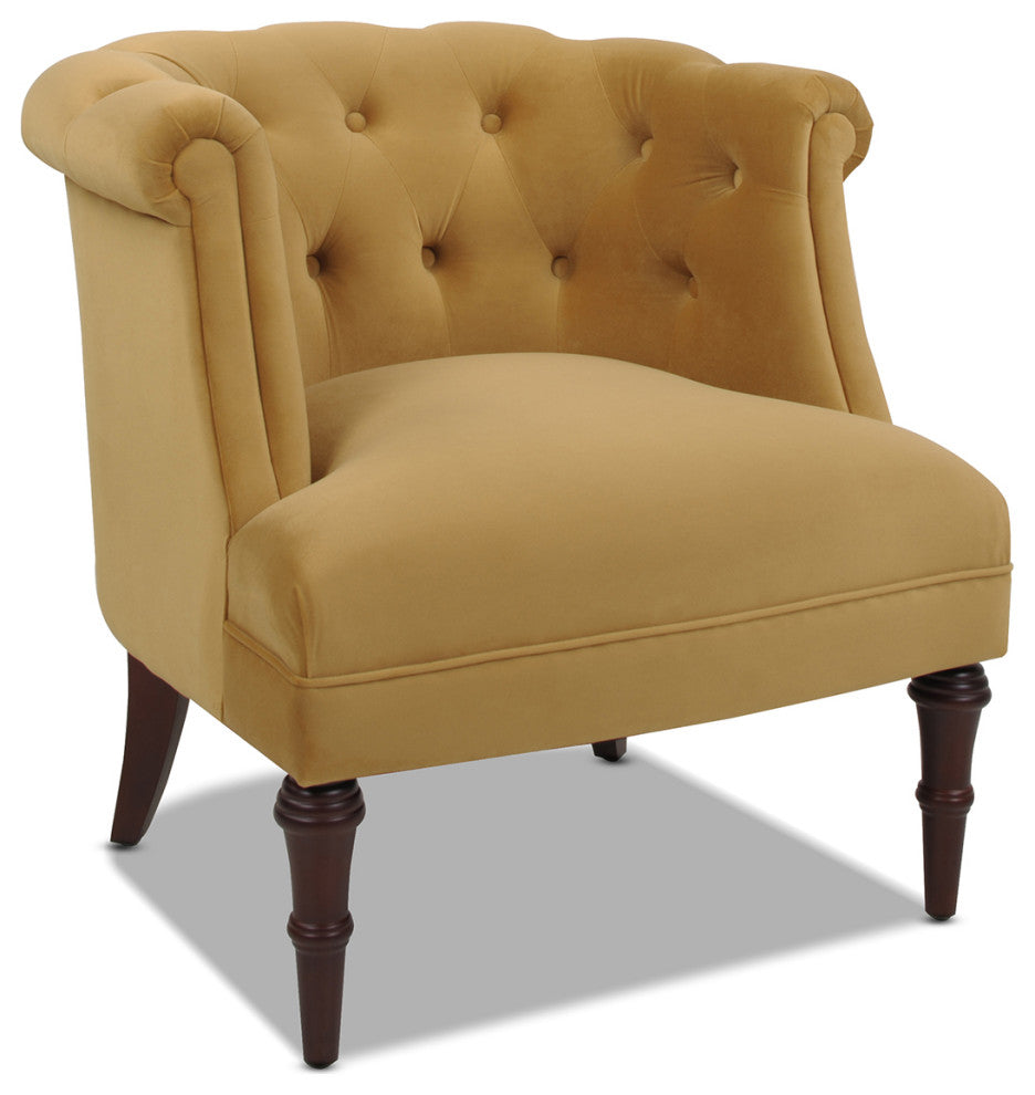 Katherine Tufted Accent Chair, Gold Velvet