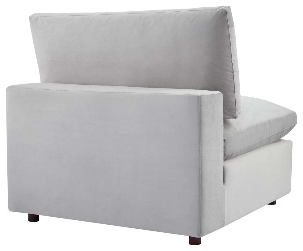 Commix Down Filled Overstuffed Performance Velvet 4-Seater Sofa Light Gray