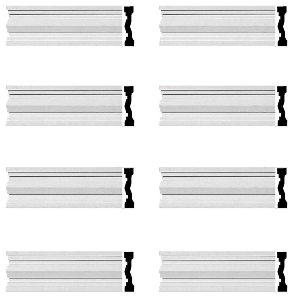 Crown Molding White Urethane Wellfleet  Design 8 Pieces Totaling 768" Length