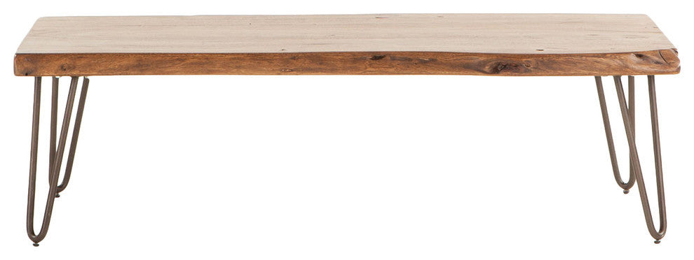 Grandby Acacia Wood Live Edge Coffee Table in Walnut Finish
