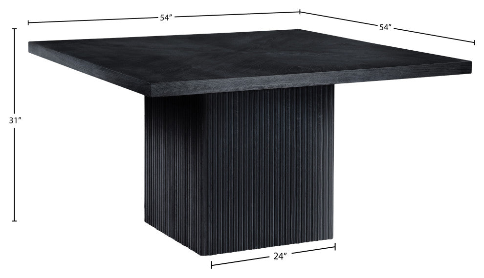 Belinda Beech Wood and Oak Veneer  Dining Table, Black, 54" W X 54" D, 1 Table
