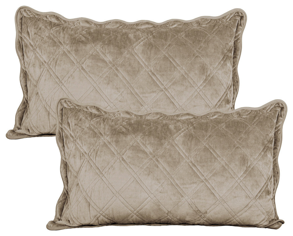 Supersoft Microplush Quilted 4-Piece Bed Spread Set, Oatmeal, Queen