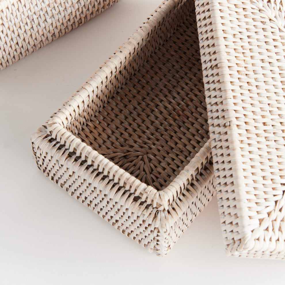 Burma Rattan Rectangular Lidded Boxes