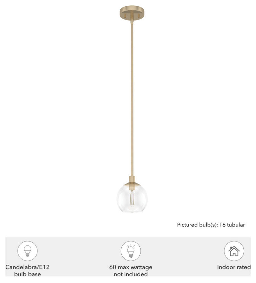 Xidane Alturas Gold, Clear Glass 1-Light Mini Pendant