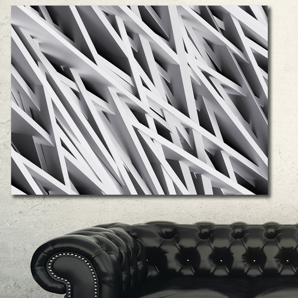 White Geometric, Abstract Canvas Art Print, 40"x30"