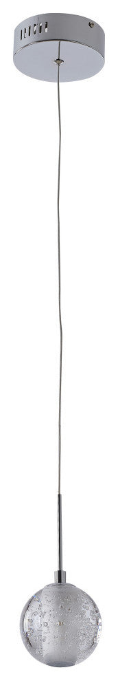 1-Light Chrome Single Pendant With A Clear Crystal Shade