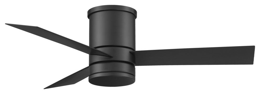 San Francisco 3-Blade Smart Flush Mount Ceiling Fan 44" Matte Black, Light Kit