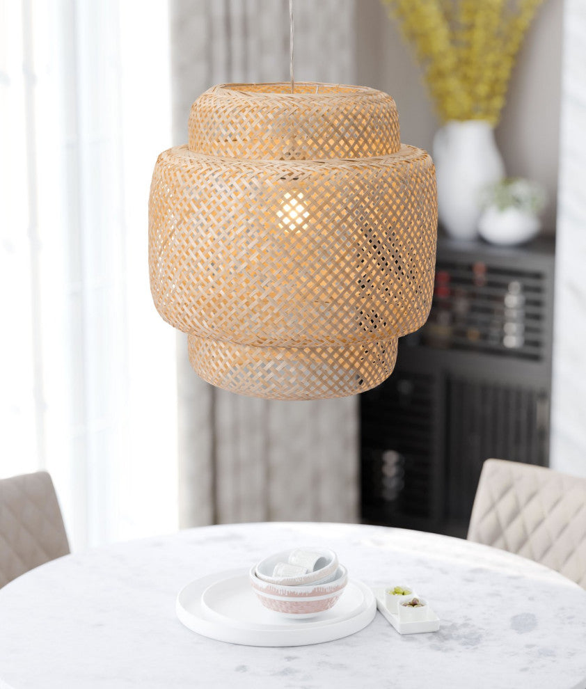 Pendant Ceiling Light Fixture, Wood, Natural, Kitchen Lounge Cafe Bistro Lobby