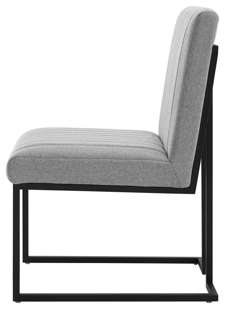 Tufted Side Dining Chair, Set of 2, Fabric, Metal, Gray, Modern, Bistro