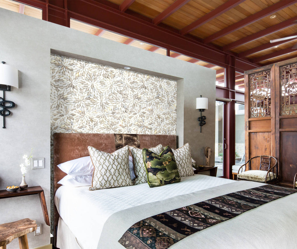 Tea Party 12"x12" Floral Marble Mosaic Wall/Floor Tile,White,Single Sheet