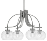 Cavella 4 Light, Downlight Chandelier, Graphite Finish, 7" Clear Bubble Glass