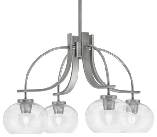 Cavella 4 Light, Downlight Chandelier, Graphite Finish, 7" Clear Bubble Glass