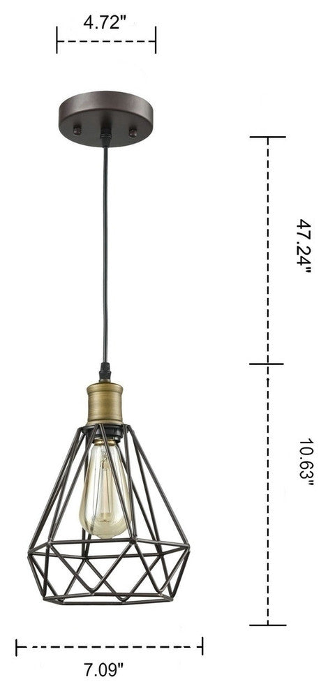 Vintage Polygon Wire Pendant Lighting, Oil Rubbed Bronze