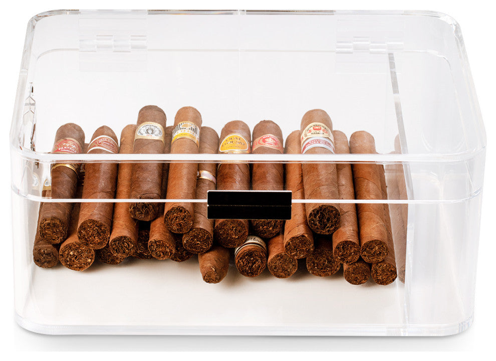 Clear Acrylic Humidor For 60 Cigar, Magnetic Closure