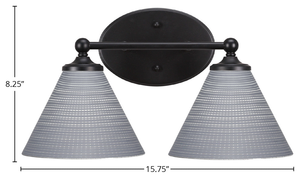 Capri 2-Light Bath Bar, Matte Black/Gray Matrix