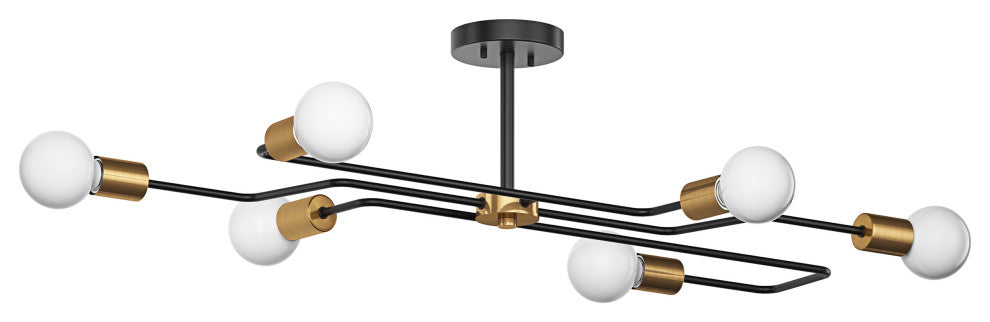 Modern 6-Light Sputnik Semi Flush Mount Ceiling Light Fixture for Dining Room