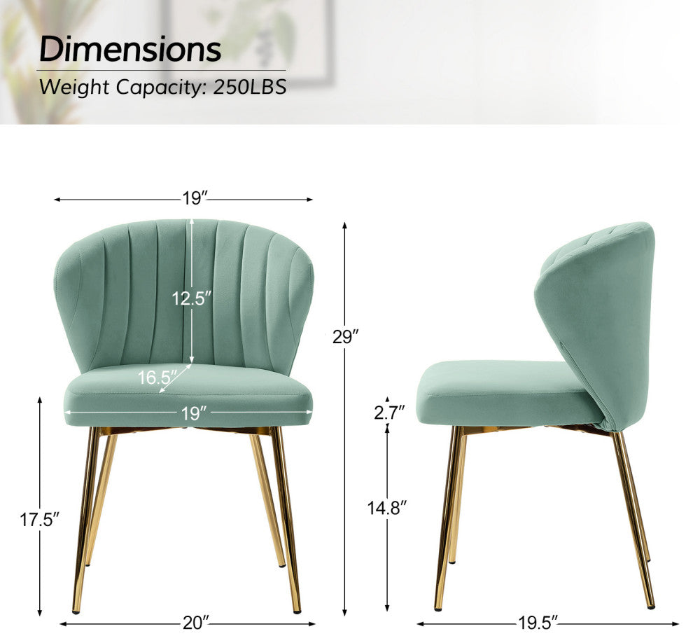 Luna Contemporary Side Chair With Tufted Back, Sage