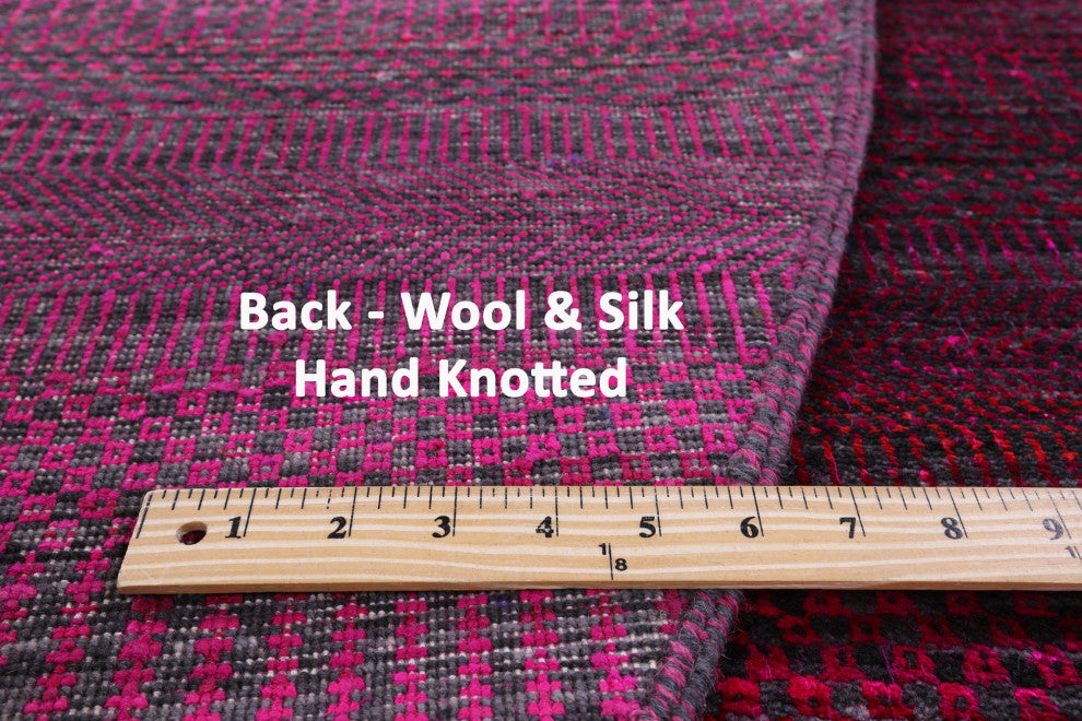 10' Round Wool and Silk Hand Knotted Super Savannah Gabbeh Rug Q8635