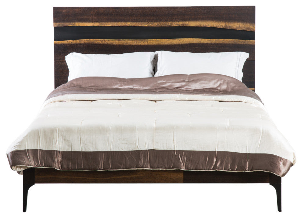 Prana Seared Oak Bed With Cast Iron Legs, King