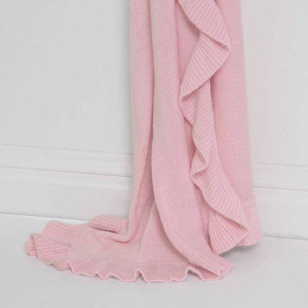 Ruffle Border Throw, Pink
