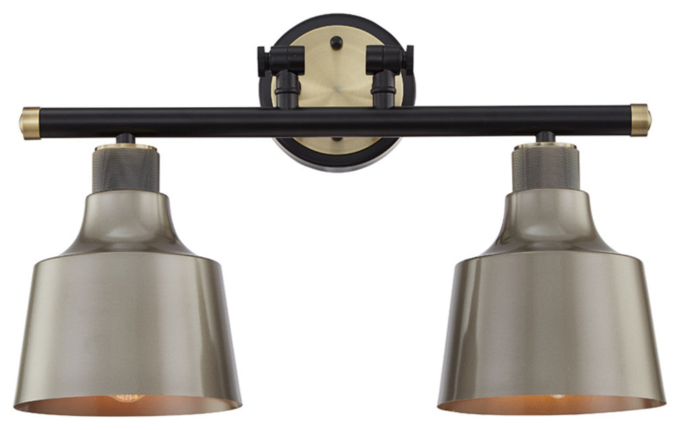 Light Vanity Light, Black, Antique Brass, 2 Light